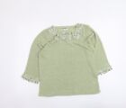 Fay Louise Womens Green Boat Neck Acrylic Pullover Jumper Size M - Crocheted Lac