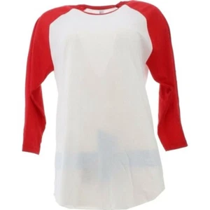 American Apparel 50/50 Raglan 3/4 Sleeve T-Shirt M White Red NEW (449) - Picture 1 of 3