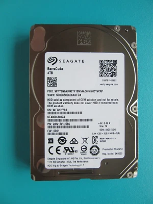 Seagate 4TB 14mm ST4000LM024 2AN17V-566 0001 2.5" HDD Oct 2019 Thailand TK WFG - Image 1 of 4