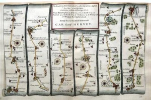 HUNTINGDON TO IPSWICH BY JOHN OGILBY REDUCED BY THOMAS GARDNER c1719 - Picture 1 of 5