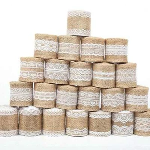 5cm Thick Burlap Ribbon 2m - Wedding Party Decoration - Hat Making Supply - Picture 1 of 52