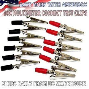 10 Pcs Electrical Test Clamps Insulated Metal Alligator Clips with Red & Black - Picture 1 of 5