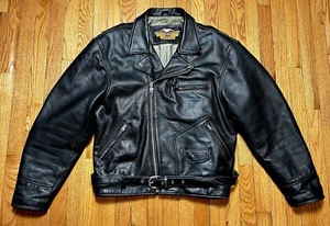 VTG Harley Davidson Leather Embossed Eagle Studded Motorcycle Jacket Men’s XL - Picture 1 of 13