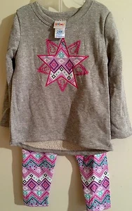 24 Months Girls Sparkledy Star Shirt And Aztec Print Leggings Toddler - Picture 1 of 4