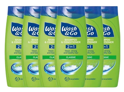 Wash & Go Classic 2 in 1 Shampoo and Conditioner 400ml - Pack of 6 - Image 1 of 3