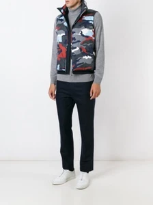 Moncler Gamme Bleu Gilet Blue Red Gray Camo Puffer Vest $1125 Size 2XL (5) - Picture 1 of 13