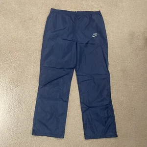 Vintage 1980s Nike Track Pants XL Mens Blue Straight Leg Baggy Nylon Zip Ankles - Picture 1 of 6