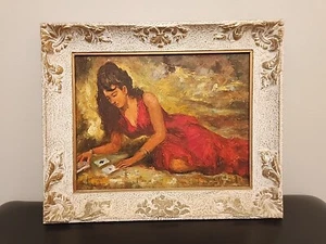 Signed Painting Oil On Canvas After Robert Van Cleef Ace of Hearts 18×14 Framed - Picture 1 of 24