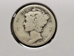 1919 D United States Mercury Dime 10 Cent 10C - Picture 1 of 2