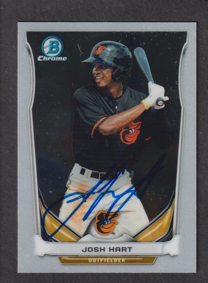 2014 BOWMAN CHROME CTP-57 Josh Hart BALTIMORE ORIOLES SIGNED AUTOGRAPH AUTO COA - Image 1 of 1