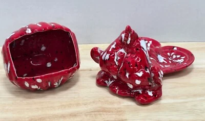 Rojo Blanco Negro Gallo de Pollo Doble Reposacuchara y Soporte de Esponja Foto 1 de 4