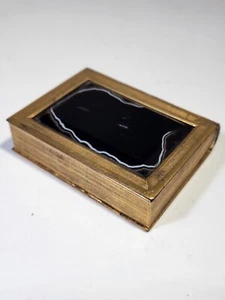 Unusual Antique Agate and Brass Snuff box In The Form Of A Book - Picture 1 of 10