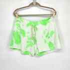 Sundry By Anthropology Women Tie Dye Neon Lime Rayon Cutoff Shorts Size Large