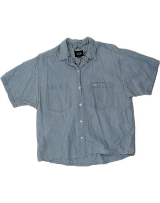 DOCKERS Womens Short Sleeve Shirt UK 16 Large Blue Cotton AB12 — 第 1/4 张图片