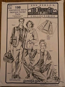 Vtg Stretch Sew #198 Intl Cargo Pocket Vest & Japanese Garden pants Pattern 90s - Picture 1 of 3