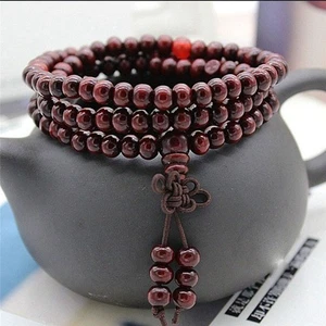 Meditation Bracelet Buddhist 108 Mala Tibetan Wood Beads Necklace Prayer Beads - Picture 1 of 14