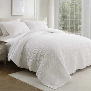 King Size Velvet Quilt Set, Ultra Soft Velvet Comforter Bedspread with Ruched... - Picture 1 of 9