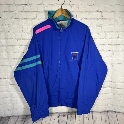 Chaqueta chándal cortavientos vintage años 80-90 FILA azul y rosa logotipo para hombre Foto 1 de 4