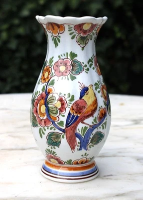 Raro Vintage Delft Policromado Pintado a Mano con Faisán en Jarrón Árbol Foto 1 de 4