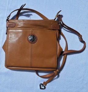 Brighton F314740 Brown Leather Crossbody Bag Womens Purse 9"x9" - Picture 1 of 10