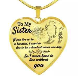 To My Sister Halskette Herz goldfarben Winnie Puuh Anhänger - Bild 1 von 2