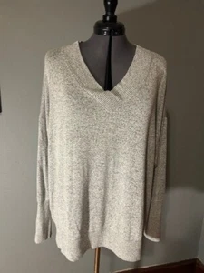 Suéter para mujer Maurices gris jaspeado cuello en V manga larga acanalado XXL - Imagen 1 de 2