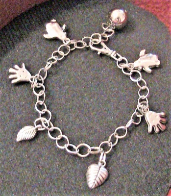 Bracciale cavigliera con ciondoli charms in argento rodiato anallergico NUOVO - Immagine 1 di 4