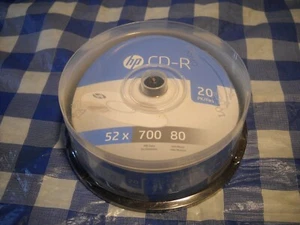 HP 20pk 52x 700 MB / 80 Mins CD-R-20 Pk Spindle Blank CDs New Sealed Genuine  - Picture 1 of 5