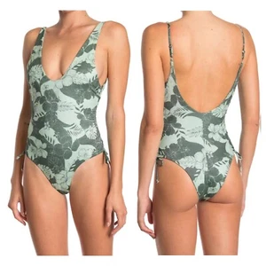 BOUND BY BOND-EYE In The Loop 1 Piece Bathing Suit Silver Fern Floral Sz S NWT - Picture 1 of 9