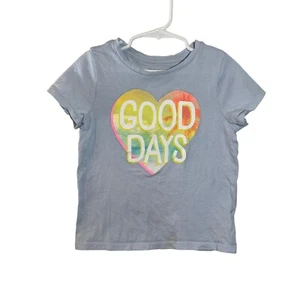 Old Navy Girls Short Sleeve T Shirt Small 6-7 Heart Graphic Good Days Positive - Picture 1 of 5