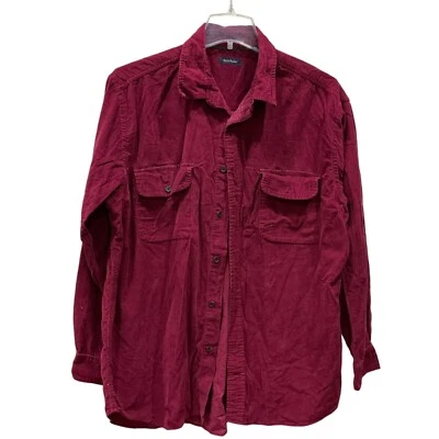 XL Club Room Hombres Pana Botón Camisa Informal Roja Moderna Exterior Borgoña Púrpura Foto 1 de 4