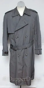 Hart Schaffner Marx Gray Wool Lined Double Breasted Trench Coat-Men's Size 44R - Picture 1 of 8