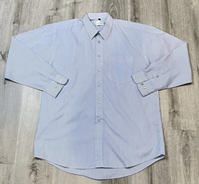 GIVENCHY Gentleman Blue White Stripe Cotton Blend Dress Long Sleeve Shirt 17 1/4 - Image 1 of 4
