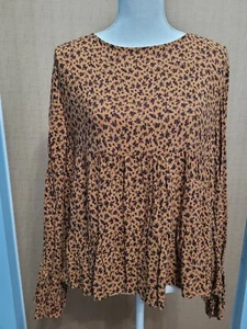 Neu mit Etikett Damen ZARA geblümte fließende Bluse Gr. L braun mit Blumen - Bild 1 von 4