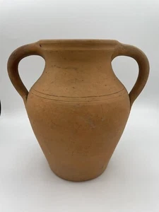 small Terracotta two handled amphora, Has Glazed Interior And Incised Stripes - Picture 1 of 10