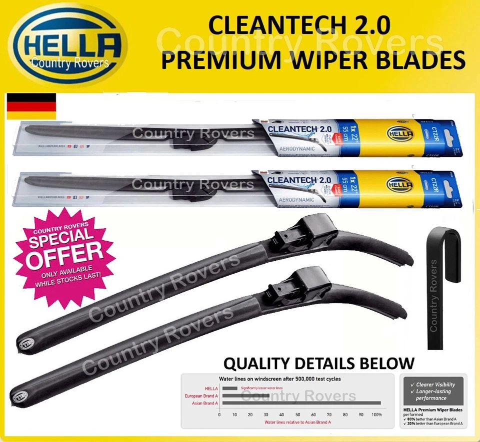 Limpadores HYUNDAI TUCSON 2015 a 2020 HELLA CLEANTECH ALTA QUALIDADE 26" & 16" - Imagem 1 de 4