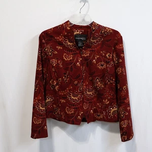 Requirements Petite women's blazer floral paisley mandarin collar long sleeve PM - Picture 1 of 7