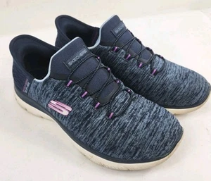 Skechers Womens 7.5 Slip Ins Wide Fit Memory Foam Casual Shoes Blue 149937EW - Picture 1 of 9
