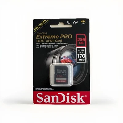 Tarjeta de memoria SanDisk Extreme PRO 256 GB SDXC UHS-I 170 MB/s V30 U3 Clase 10 4K UHD Foto 1 de 2