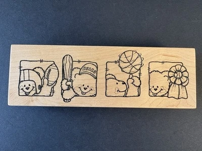 Sello de goma Darcie's Bears jugando deportes béisbol baloncesto fútbol R-4309 Foto 1 de 4