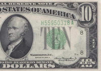 1934-A FEDERAL RESERVE NOTE $10 "ST. LOUIS" (( GEM UNC )) - Image 1 of 4