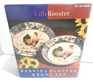 Certified Int'l Corp Lille Rooster Serving Platter and Bowl Set NIB - Picture 1 of 5