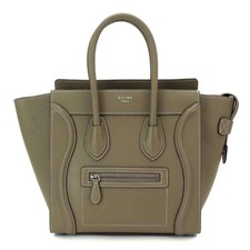 CELINE Luggage Mini Shopper Hand Bag Beige Leather Purse 90082072