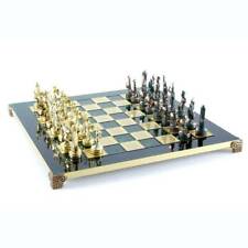 Manopoulos Greek Mythology Chess Set - Brass Green Pawns - Green chess Board