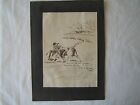 Original Unframed 1977 Angel Zapata Pen And Ink Bullfight Drawing