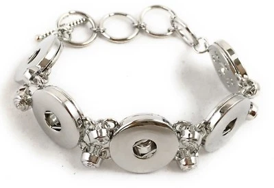 18-20 mm hochwertiges Metall (glänzend silber) passend für 5 Knöpfe Snap On Armband - Bild 1 von 4