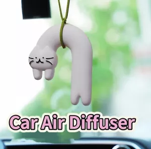 Cat Car Air freshener Dome Diffuser - Stone Oil White Aromatherapy Cute Gift - Picture 1 of 6