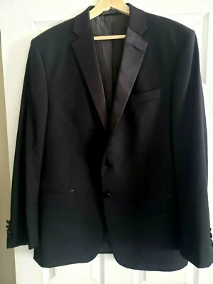 CHAQUETA ESMOQUIN LAUREN 42R DE LANA NEGRA MACIZA 2 BOTONES SOLAPAS SATINADAS*GRACELAND* Foto 1 de 4