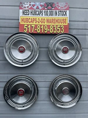 1955 56 Buick Roadmaster Nice Used  original Hubcaps 15” Red Centers  Set 4 rare - Image 1 of 4