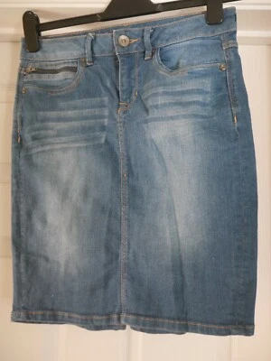 Denim Pencil Skirt Size 36 UK 8 Women Blue Cotton Traditional Espirit 1998 Retro - Image 1 of 4